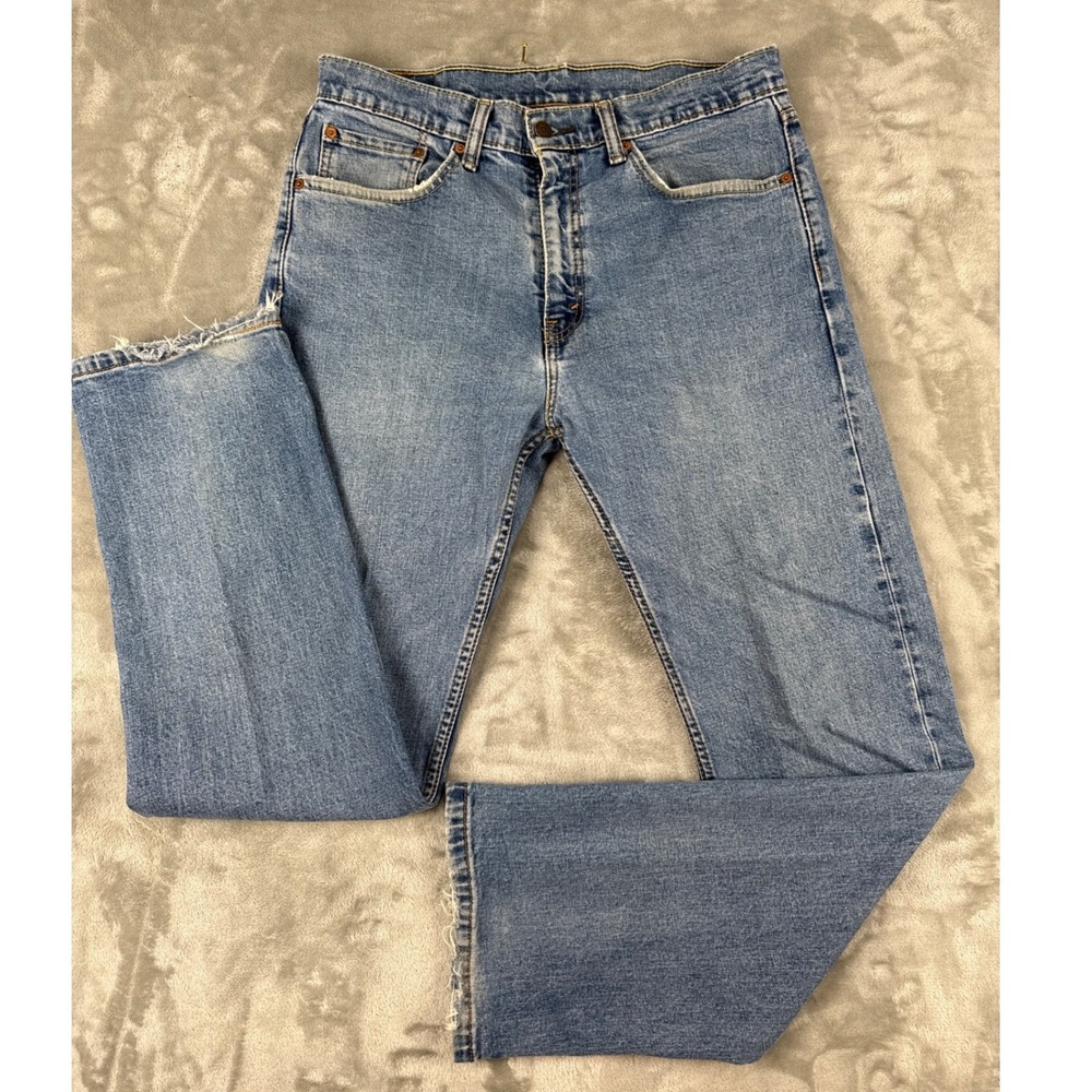 Levis 505 Regular Fit Straight Leg Jeans Mens 34x32 Blue Medium Wash Denim P01